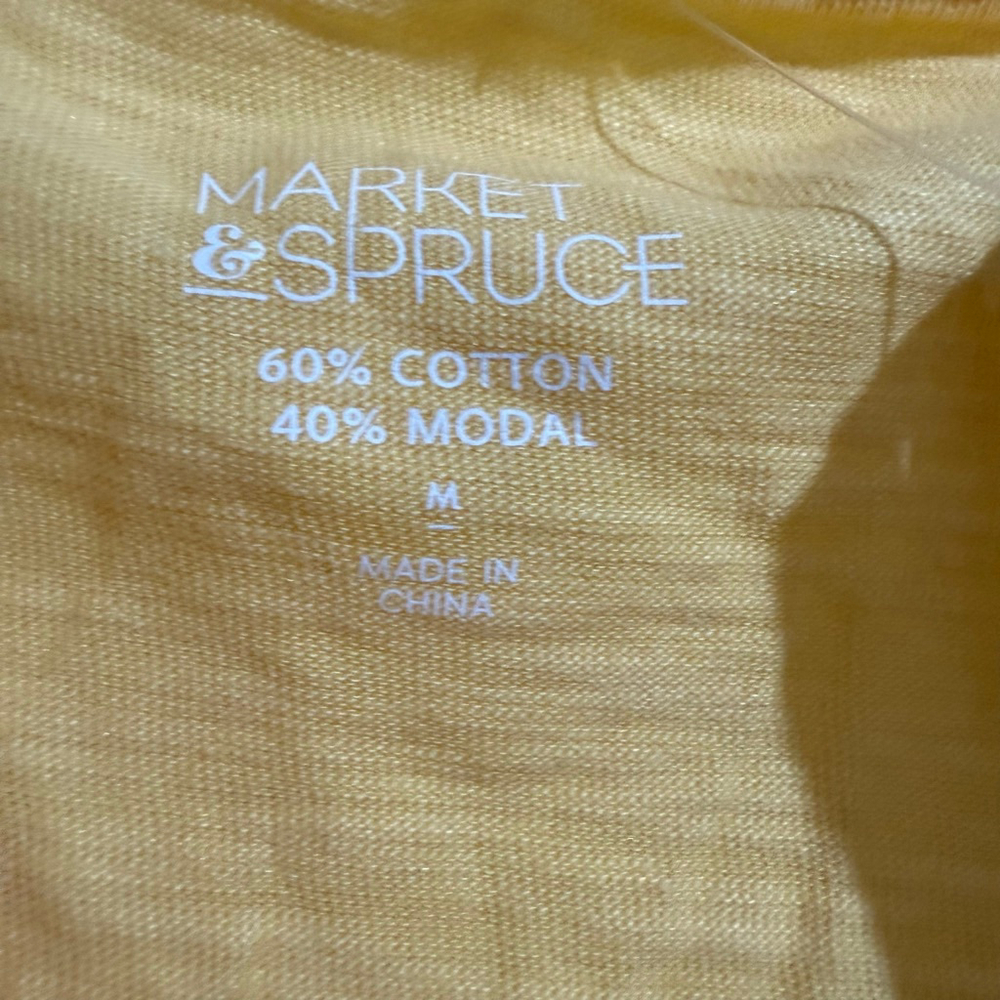Women's Market & Spruce Mustard Colette Shirred Sleeve Tee M - Picture 4 of 7